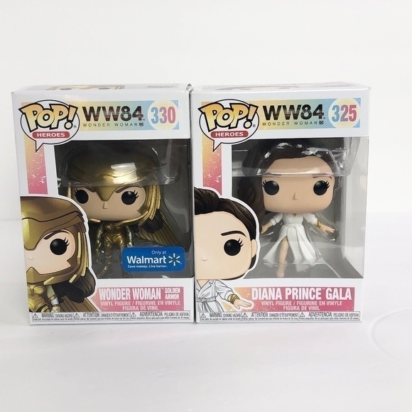 NIB Funko Pop Wonder Woman WW84 Golden Armor 330 & 325 - Picture 1 of 6